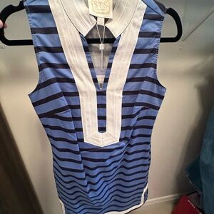 Sail to Sable, Blue Striped Women's Tunic Dress